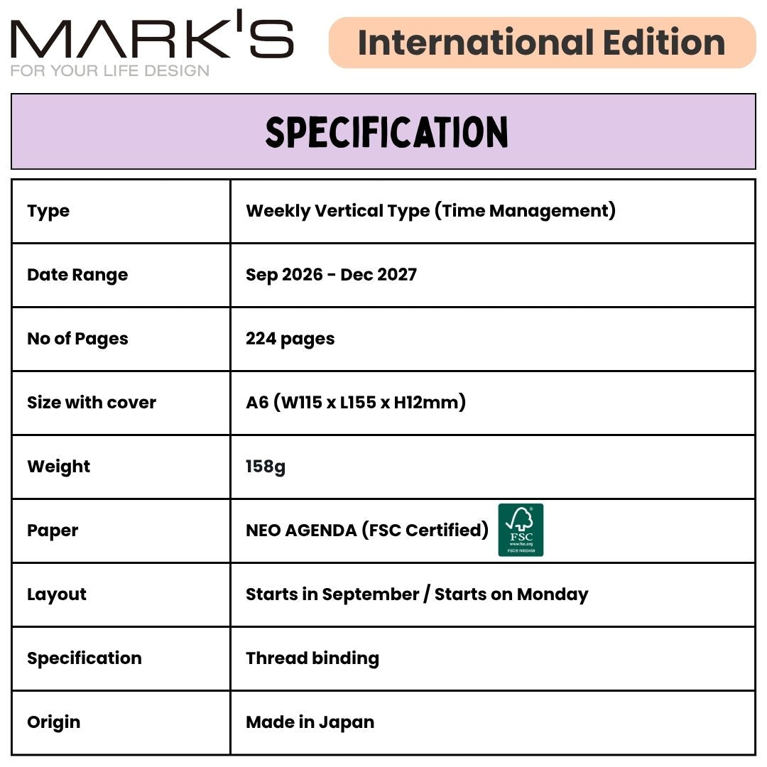 Mark's 2027 Planner Diary - A6 | Weekly Vertical | Refill
