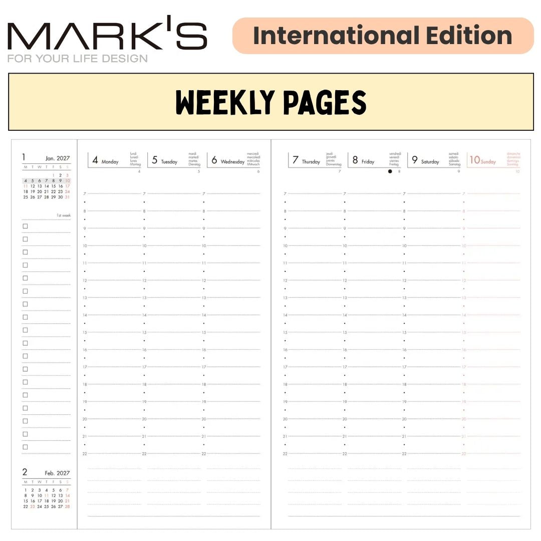 Mark's 2027 Planner Diary - B6 | Weekly Vertical | Colour