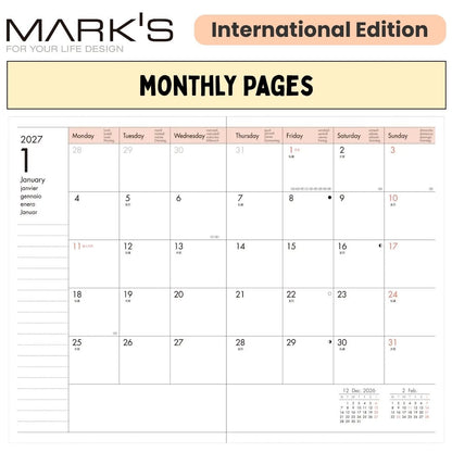 Mark's 2027 Planner Diary - B6 | Weekly Vertical | Colour