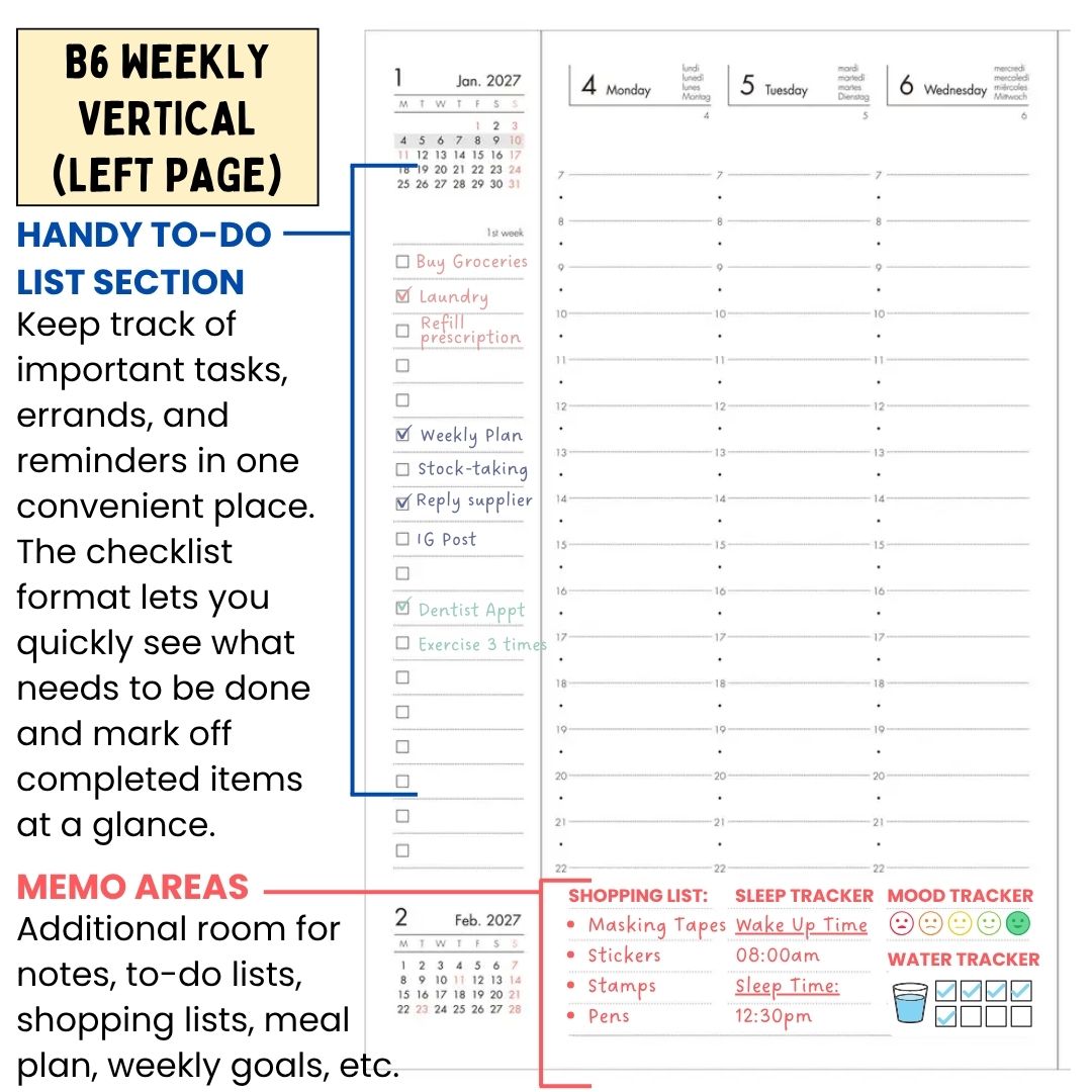 Mark's 2027 Planner Diary - B6 | Weekly Vertical | Colour