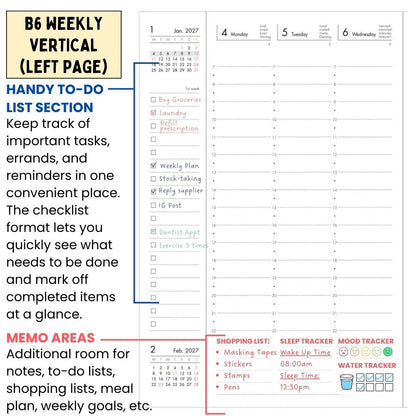 Mark's 2027 Planner Diary - B6 | Weekly Vertical | Colour