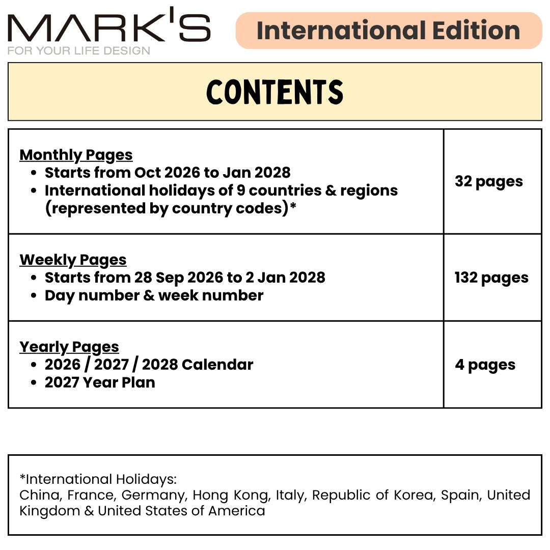 Mark's 2027 Planner Diary - B6 | Weekly Vertical | Colour