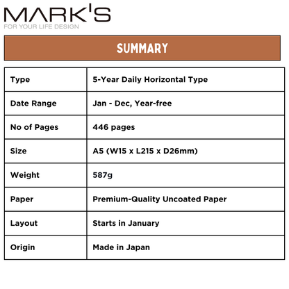 Mark's 5 Year Diary - A5 | Undated