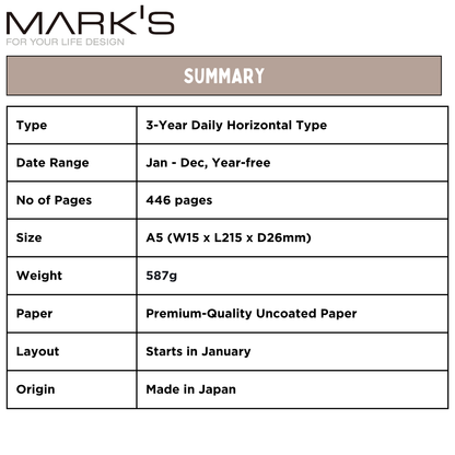 Mark's 3 Year Diary - A5 | Undated
