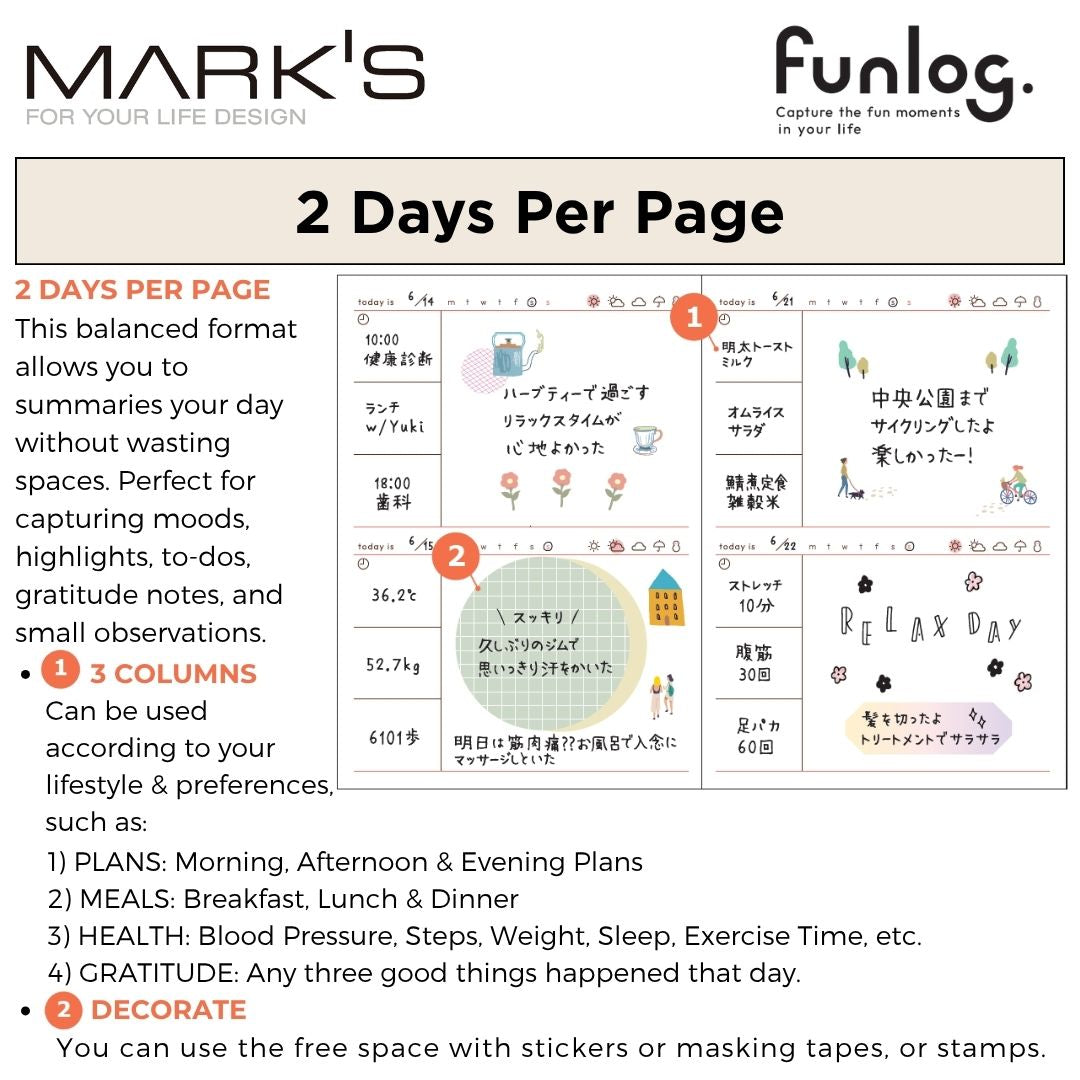 Mark's Undated Planner Diary - A6 | Daily Block | Funlog
