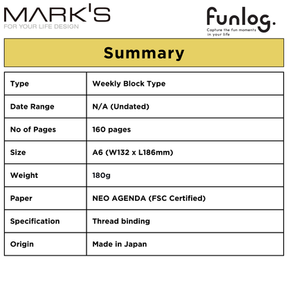 Mark's Funlog Undated Planner Diary - A6 | Weekly