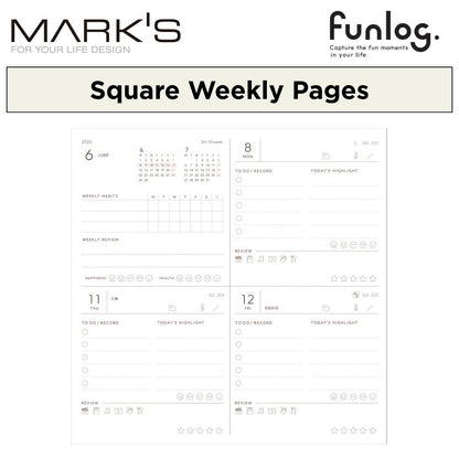 Mark's 2026 Planner Diary - Square | Weekly Block | Funlog