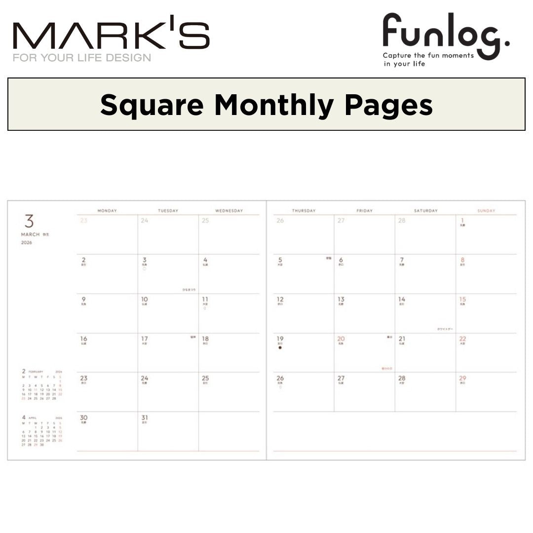 Mark's 2026 Planner Diary - Square | Weekly Block | Funlog