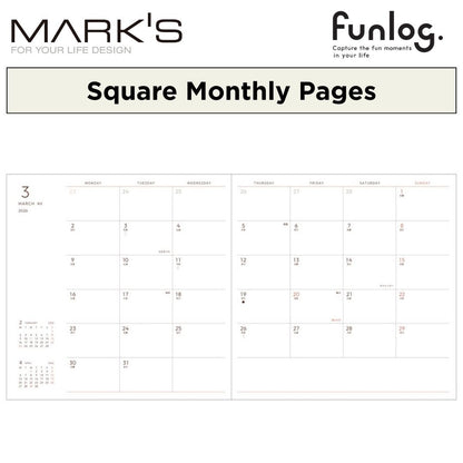 Mark's 2026 Planner Diary - Square | Weekly Block | Funlog