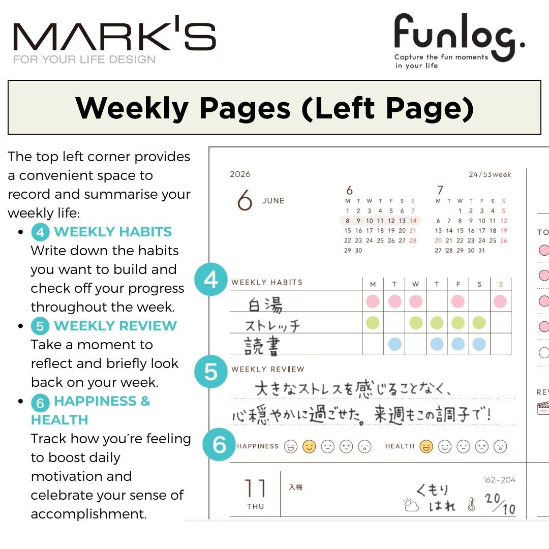 Mark's 2026 Planner Diary - Square | Weekly Block | Funlog