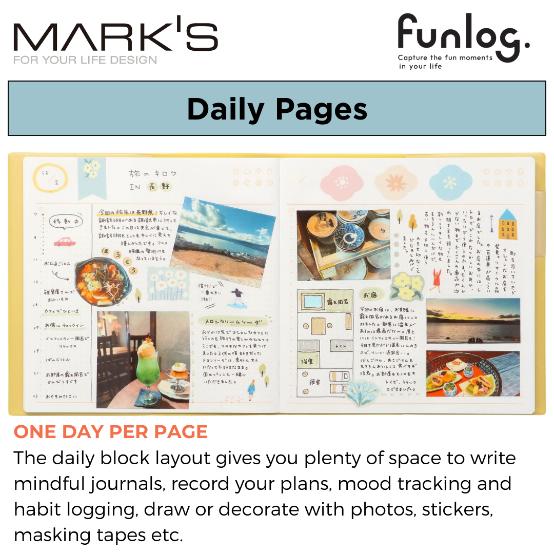 Mark's Funlog Undated Planner Diary - Square Pocket | Daily Page