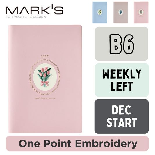 Mark's 2027 Planner Diary - B6 | Weekly Left | One Point Embroidery