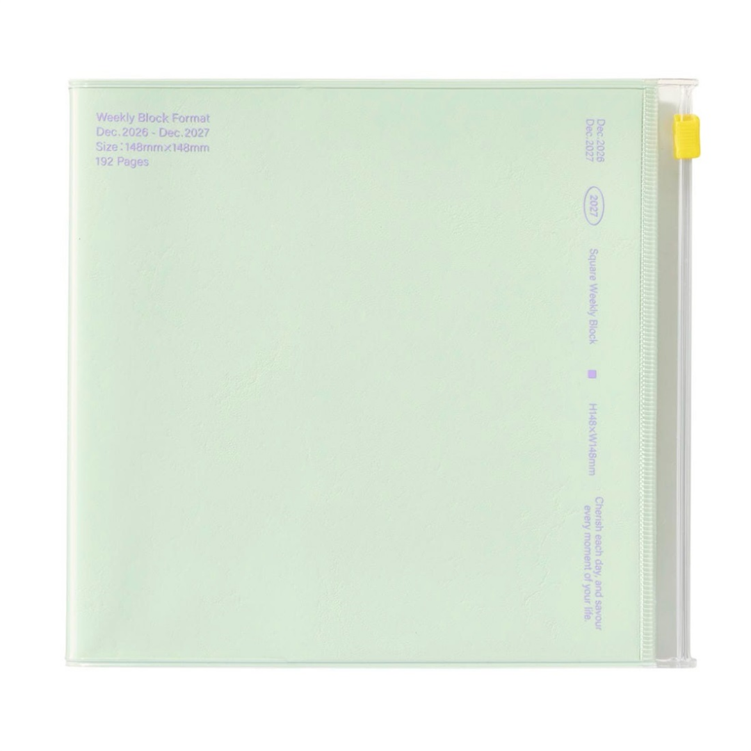 Mark's 2027 Planner Diary - Square | Weekly Block | Funlog Clear Slide Zipper