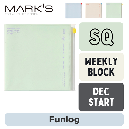 Mark's 2027 Planner Diary - Square | Weekly Block | Funlog Clear Slide Zipper