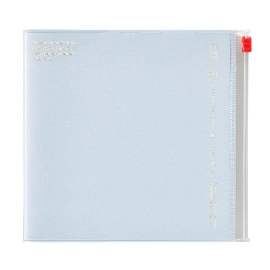 Mark's 2027 Planner Diary - Square | Weekly Block | Funlog Clear Slide Zipper