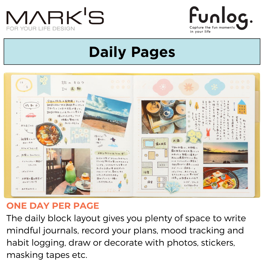 Mark's Funlog Undated Planner Diary - Square | Daily Page