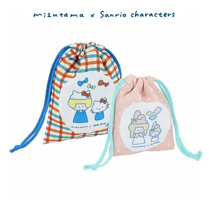 Mizutama x Sanrio Characters x Sun-Star Drawstring Bag Set - Hello Kitty & My Melody