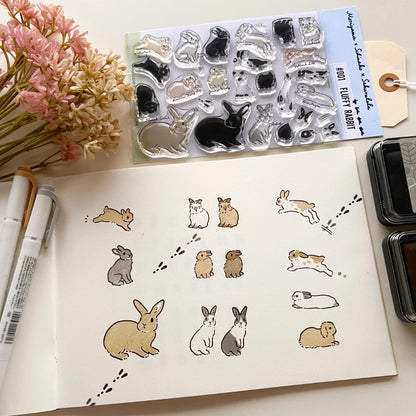 Sakuralala x Moriyama x Schinako Clear Stamps - 001 Fluffy Rabbit