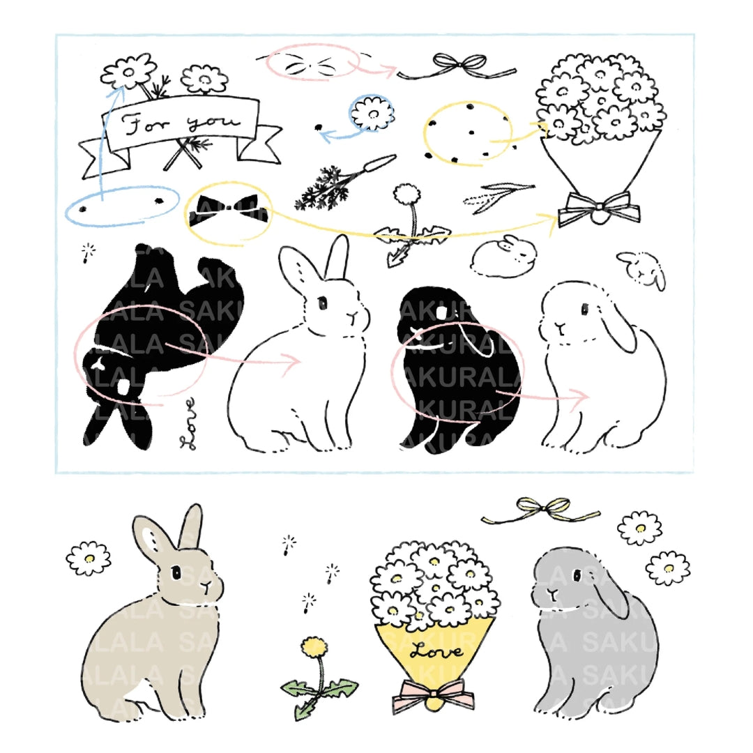 Sakuralala x Moriyama x Schinako Clear Stamps - 002 Fluffy Greetings