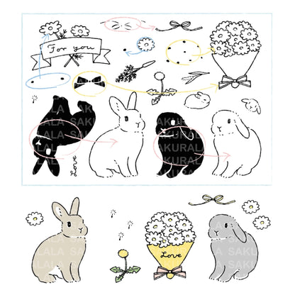 Sakuralala x Moriyama x Schinako Clear Stamps - 002 Fluffy Greetings