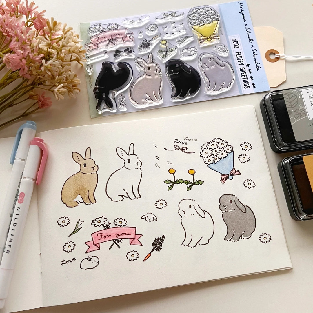 Sakuralala x Moriyama x Schinako Clear Stamps - 002 Fluffy Greetings