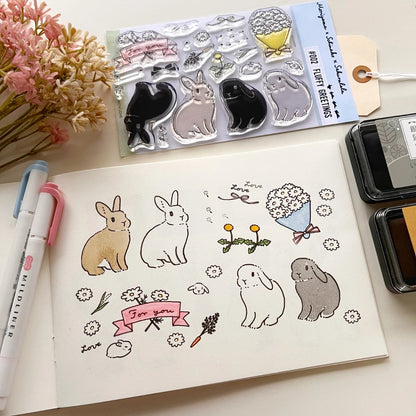 Sakuralala x Moriyama x Schinako Clear Stamps - 002 Fluffy Greetings