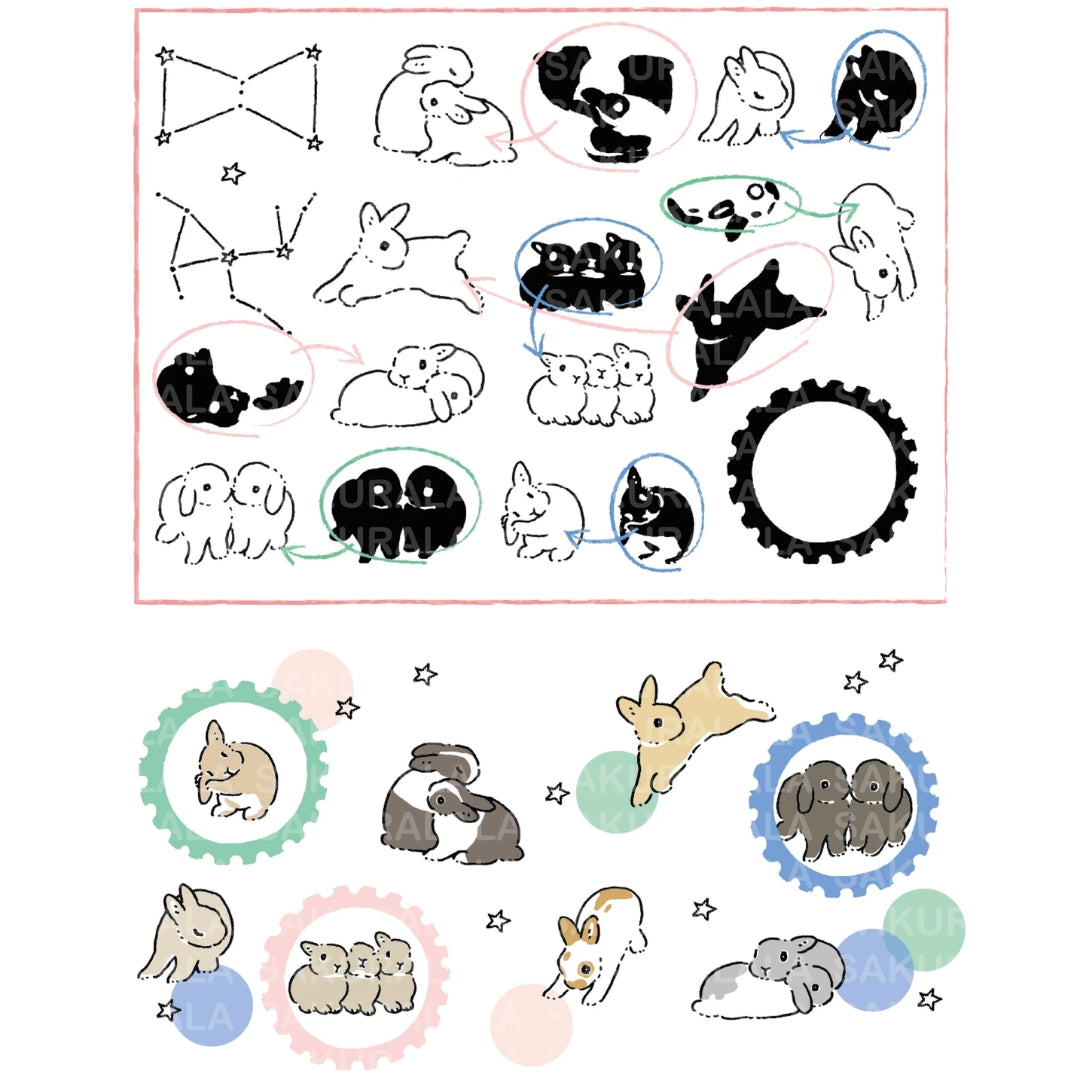 Sakuralala x Moriyama x Schinako Clear Stamps - 004 Starry Bunny