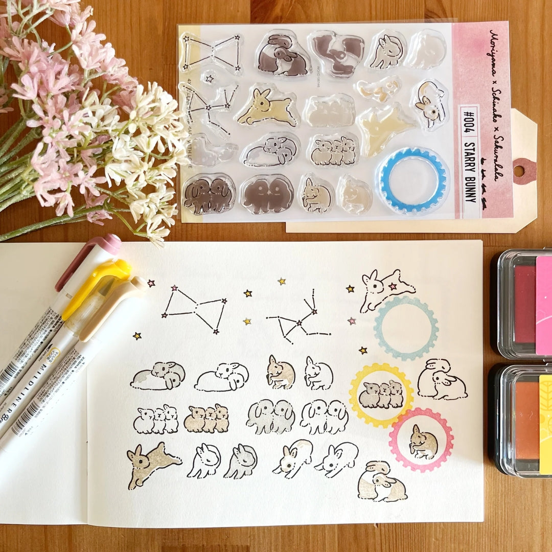 Sakuralala x Moriyama x Schinako Clear Stamps - 004 Starry Bunny