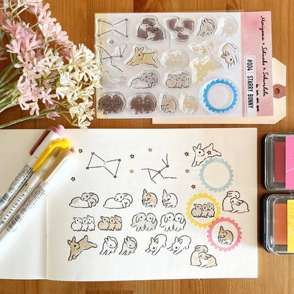Sakuralala x Moriyama x Schinako Clear Stamps - 004 Starry Bunny