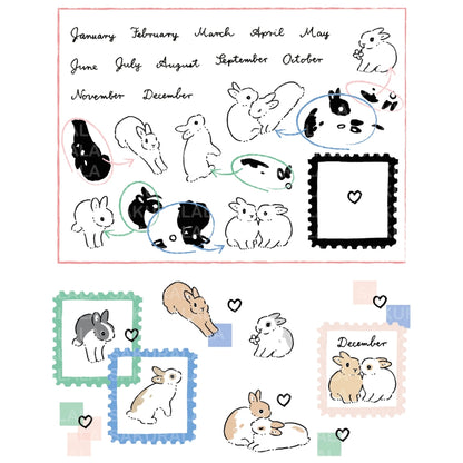 Sakuralala x Moriyama x Schinako Clear Stamps - 005 Monthly Bunny