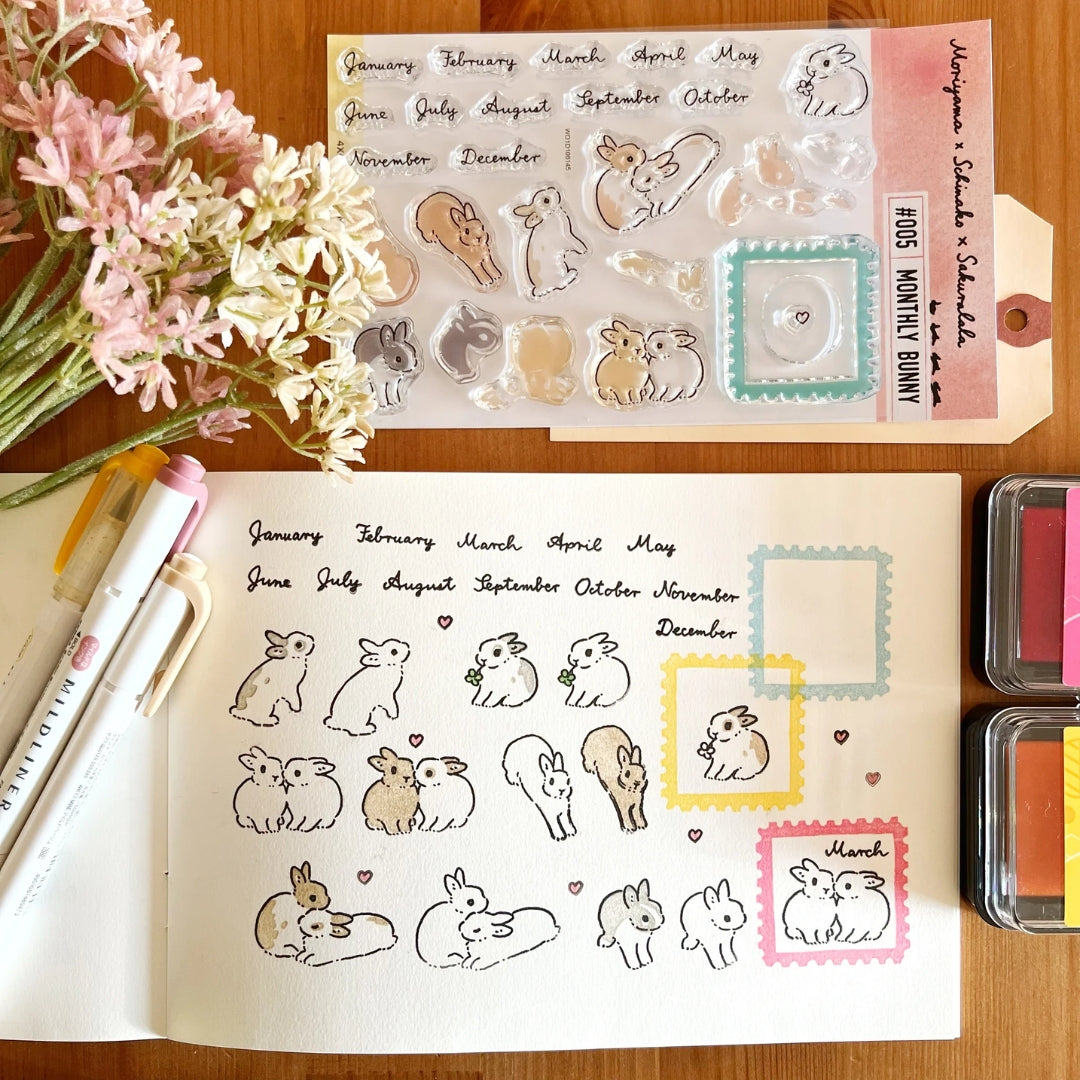 Sakuralala x Moriyama x Schinako Clear Stamps - 005 Monthly Bunny