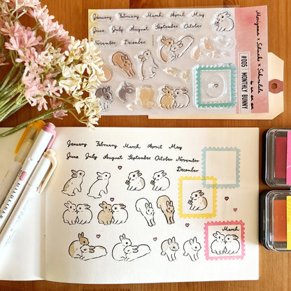 Sakuralala x Moriyama x Schinako Clear Stamps - 005 Monthly Bunny