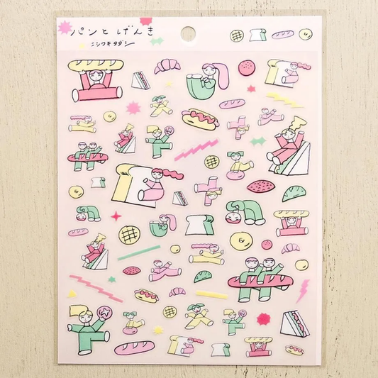 Cozyca Products x Nishiwaki Tadashi Clear Sticker - Bread & Genki
