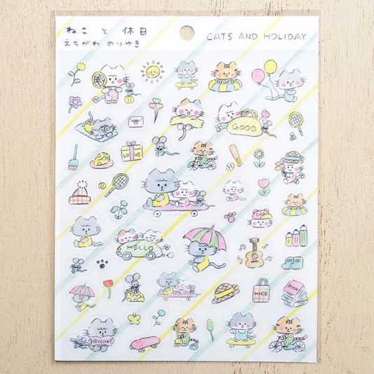 Cozyca Products x Echigawa Noriyuki Clear Sticker - Cat & Holiday