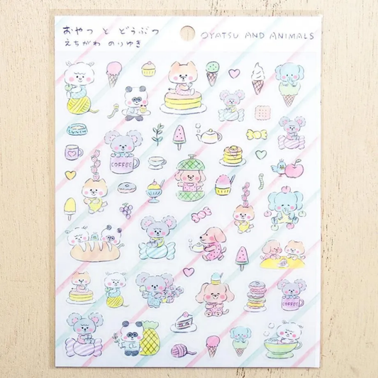 Cozyca Products x Echigawa Noriyuki Clear Sticker - Snacks & Animals