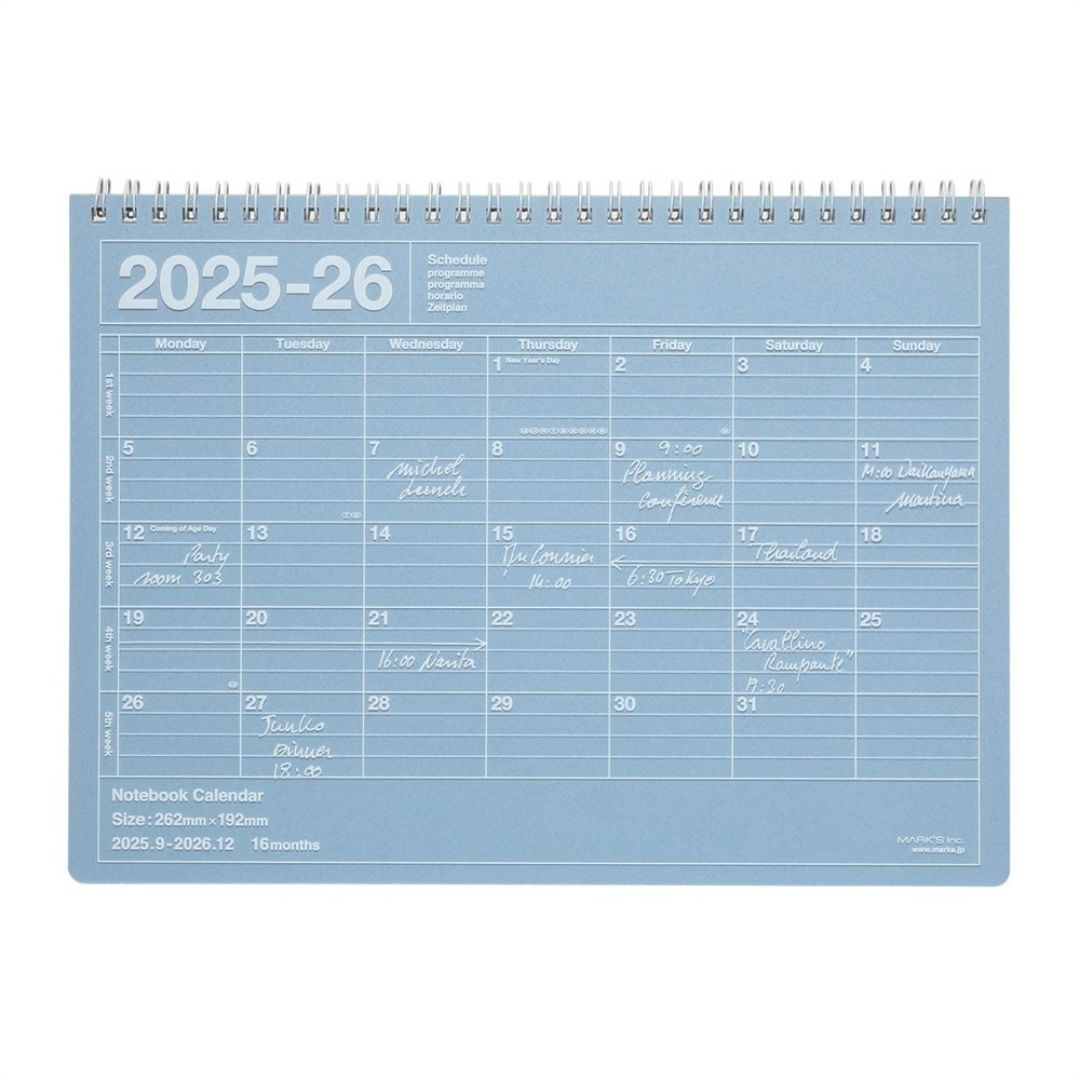 Mark's 2025-26 Notebook Calendar - M | Horizontal | Monthly Block