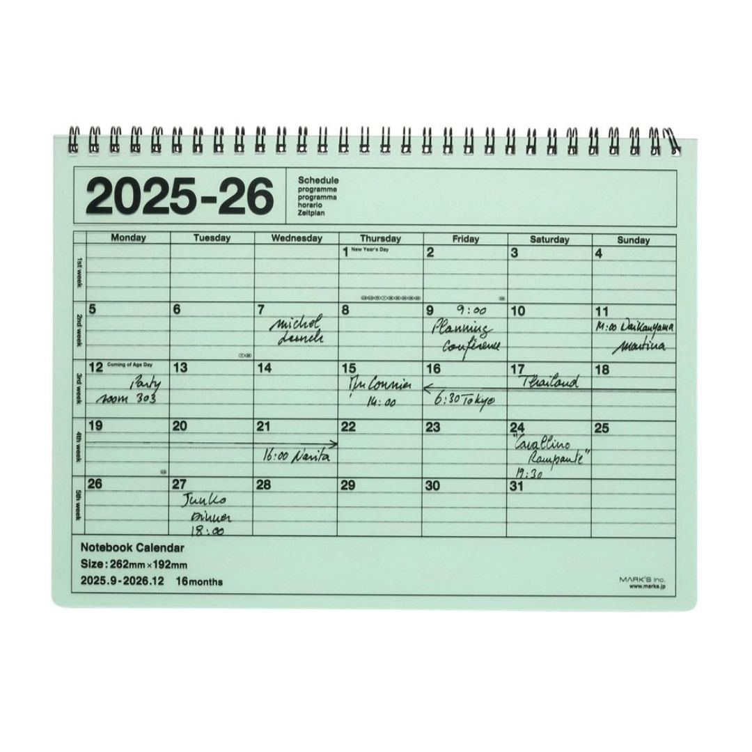Mark's 2025-26 Notebook Calendar - M | Horizontal | Monthly Block