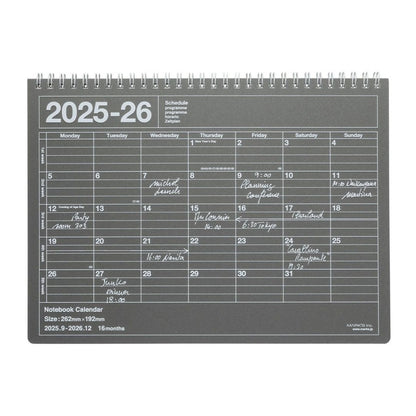 Mark's 2025-26 Notebook Calendar - M | Horizontal | Monthly Block