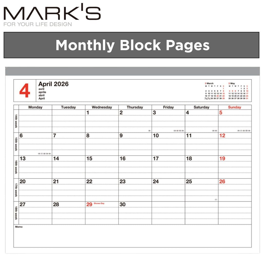 Mark's 2025-26 Notebook Calendar - M | Horizontal | Monthly Block
