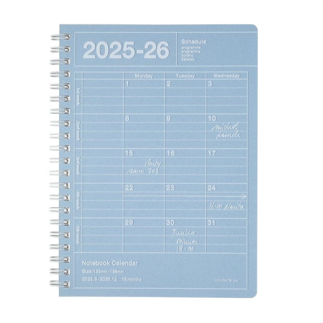 Mark's 2025-26 Notebook Calendar - S | Vertical | Monthly Block
