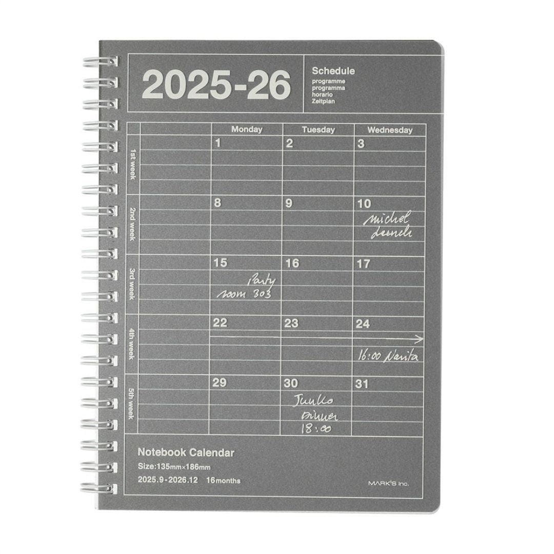 Mark's 2025-26 Notebook Calendar - S | Vertical | Monthly Block