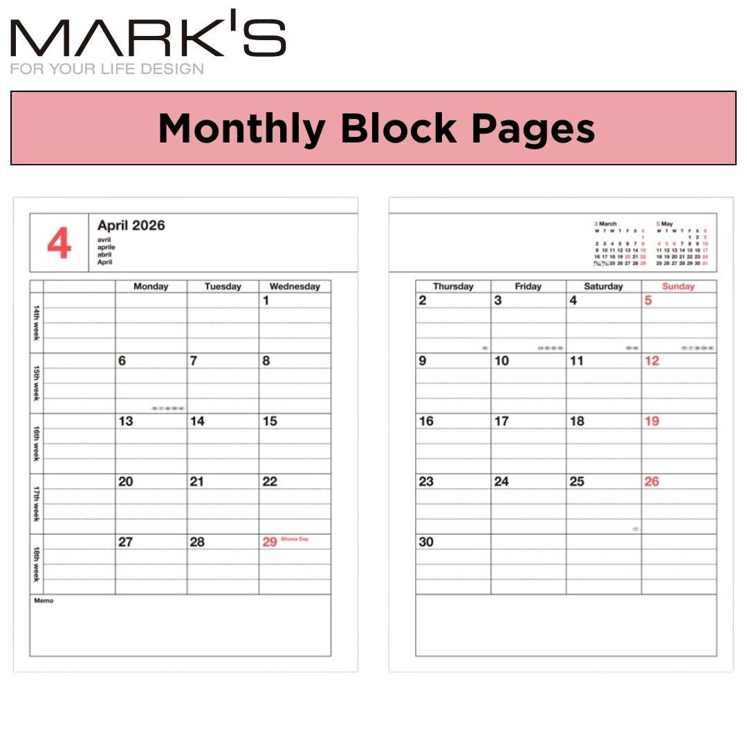 Mark's 2025-26 Notebook Calendar - S | Vertical | Monthly Block