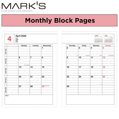Mark's 2025-26 Notebook Calendar - S | Vertical | Monthly Block
