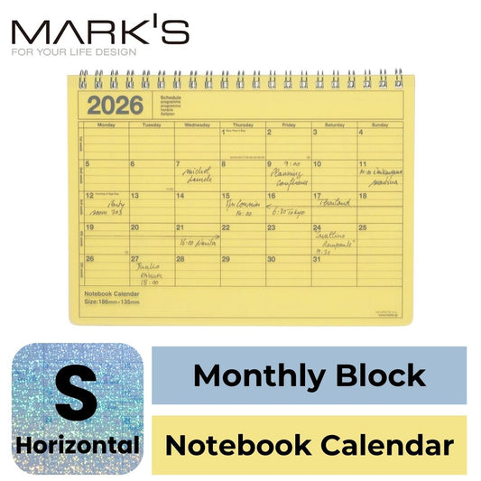 Mark's 2026 Notebook Calendar - S | Horizontal | Monthly Block