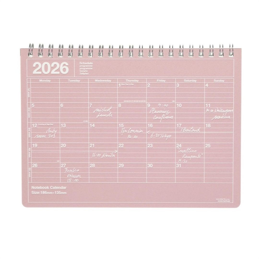 Mark's 2026 Notebook Calendar - S | Horizontal | Monthly Block
