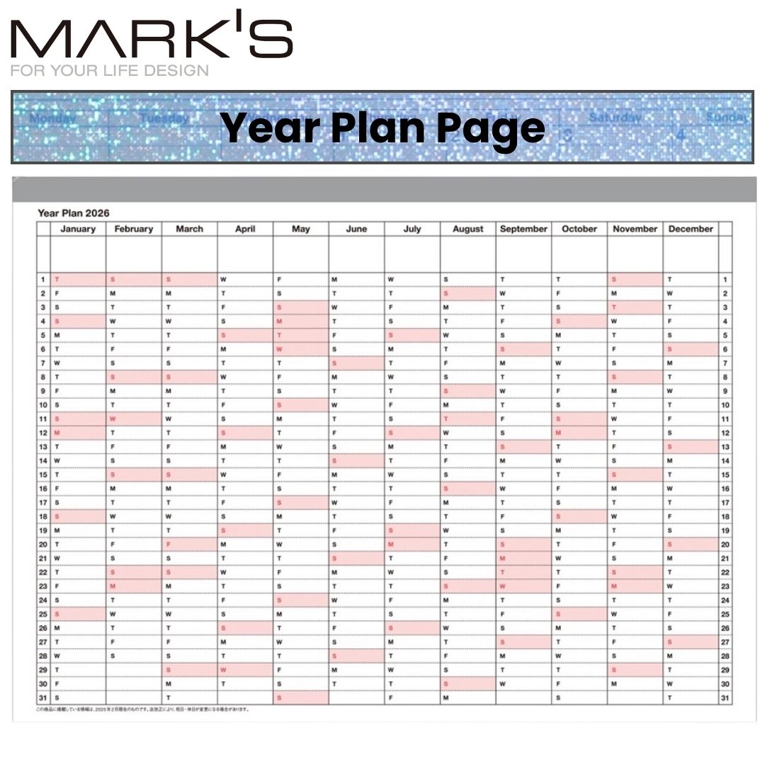 Mark's 2026 Notebook Calendar - S | Horizontal | Monthly Block