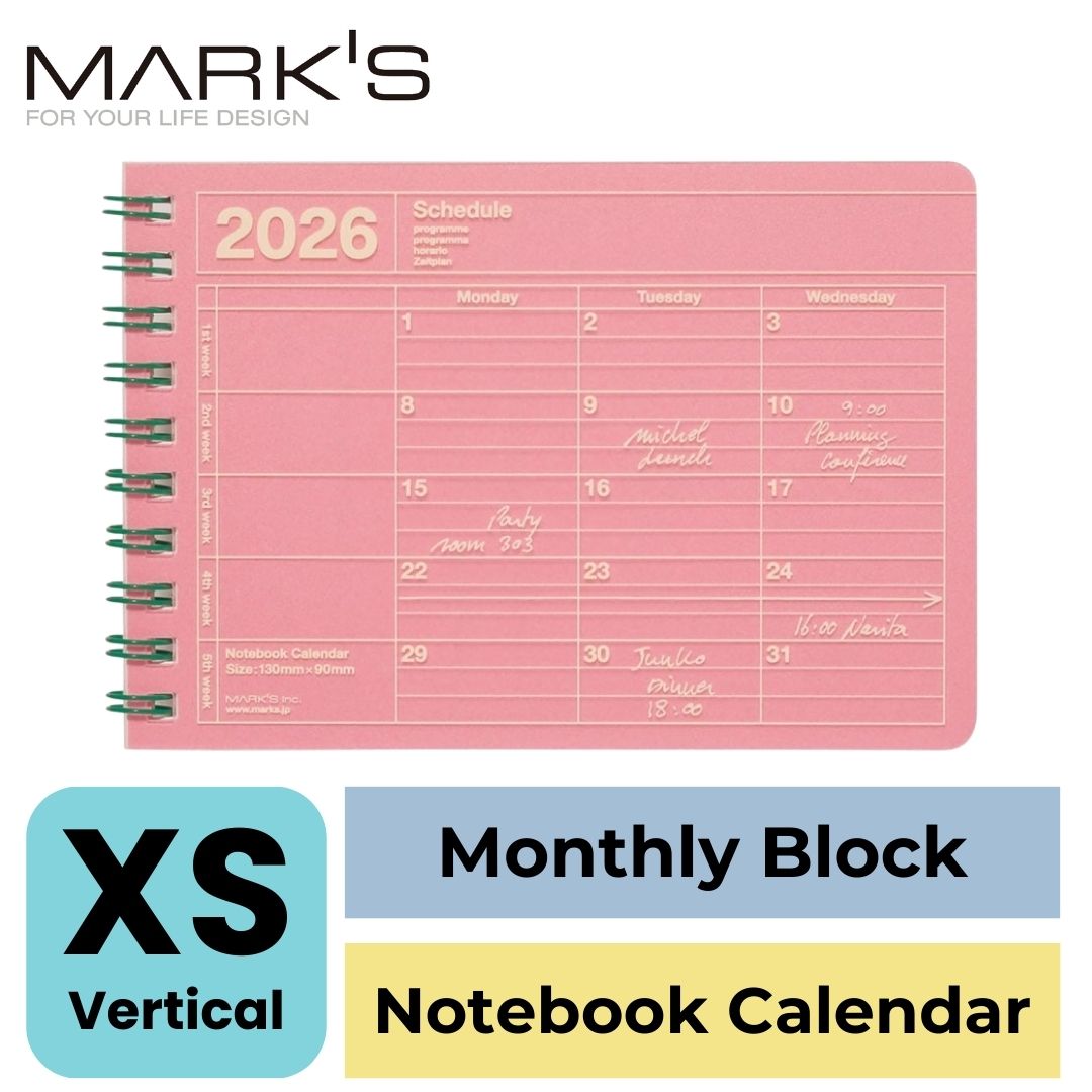 Mark's 2026 Notebook Calendar - XS | Vertical | Monthly Block