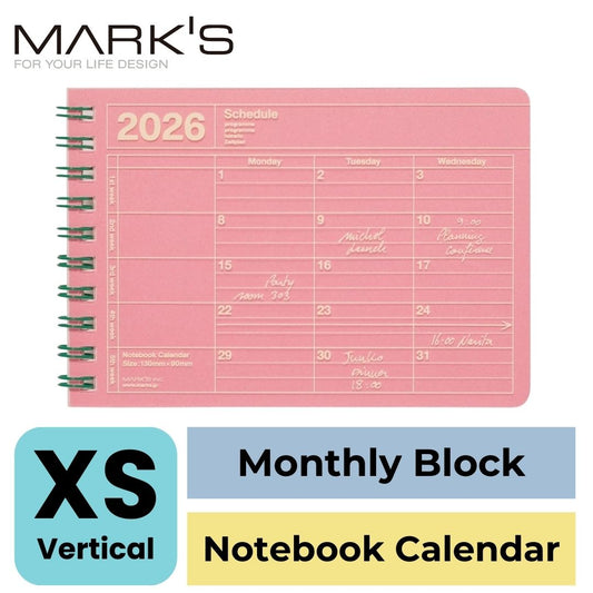 Mark's 2026 Notebook Calendar - XS | Vertical | Monthly Block