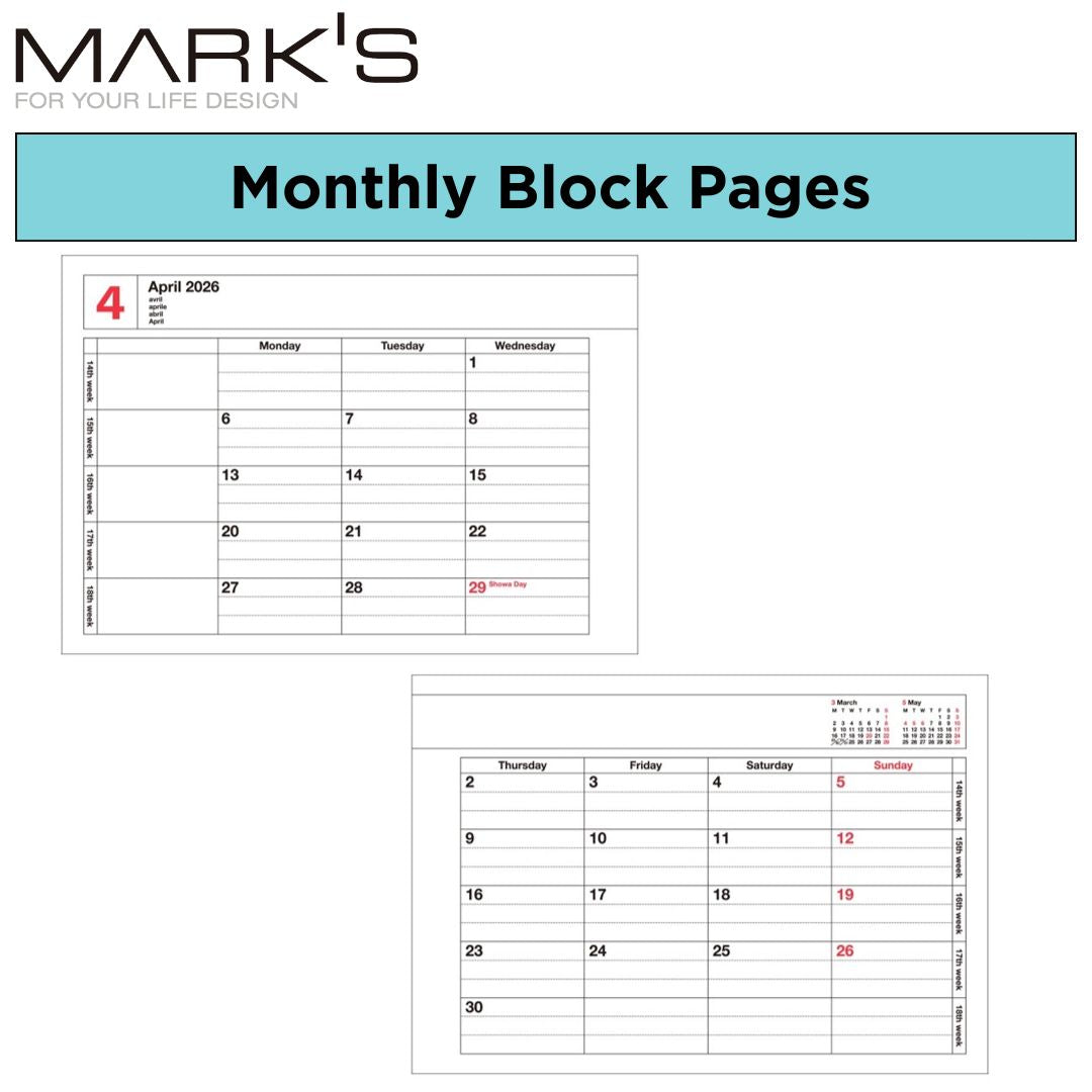 Mark's 2026 Notebook Calendar - XS | Vertical | Monthly Block