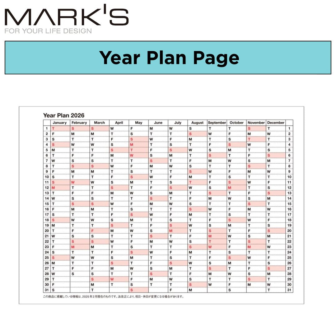 Mark's 2026 Notebook Calendar - XS | Vertical | Monthly Block